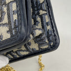Dior Shoulder Bag Trotter Oblique Canvas Navy Gold — view 6
