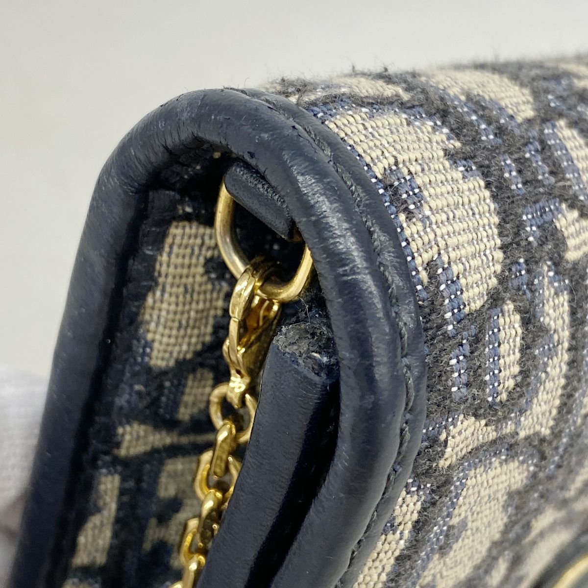 Dior Shoulder Bag Trotter Oblique Canvas Navy Gold — view 7