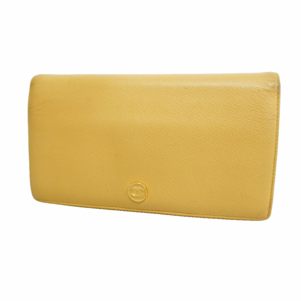 Chanel Wallet Coco Buttons Leather Beige Gold