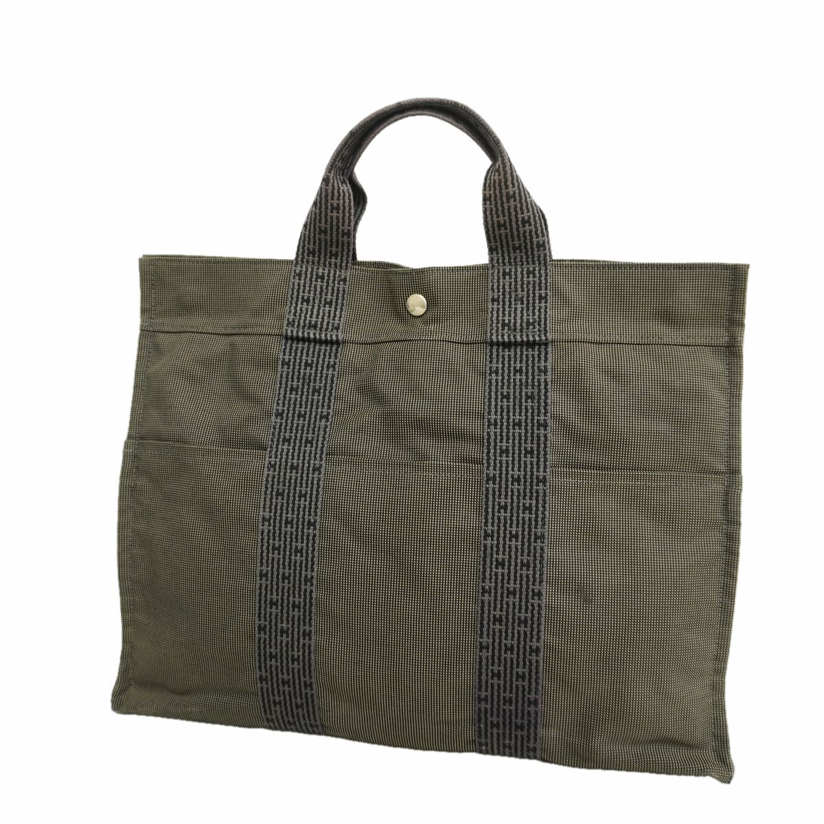 Hermes Tote Bag Herline MM Nylon Gray Silver