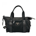 Prada Handbag Mini Boston Nylon Black Triangle Logo