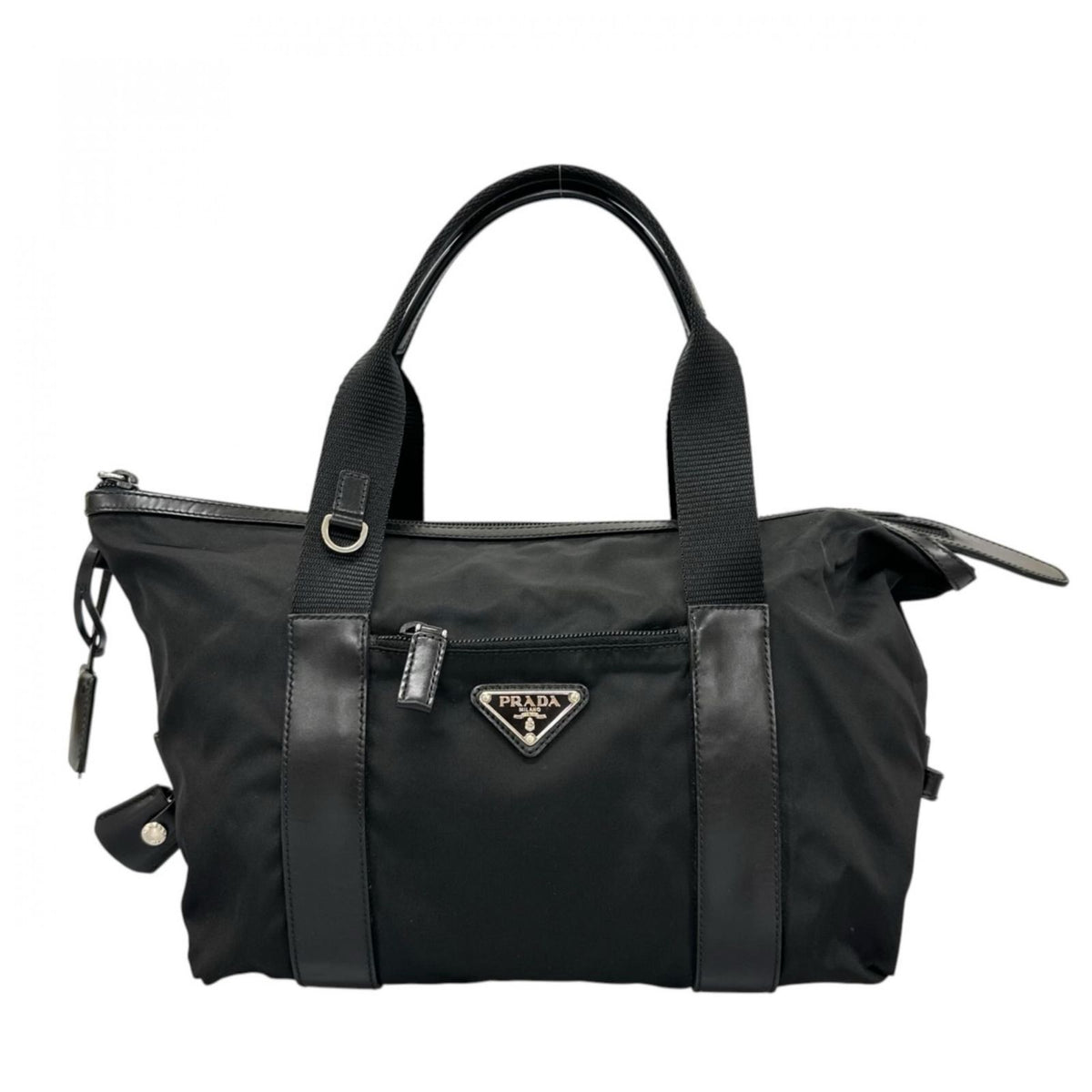 Prada Handbag Mini Boston Nylon Black Triangle Logo