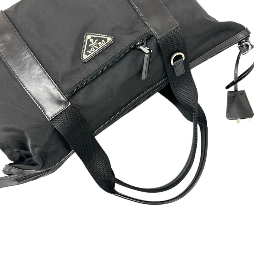 Prada Handbag Mini Boston Nylon Black Triangle Logo — view 7
