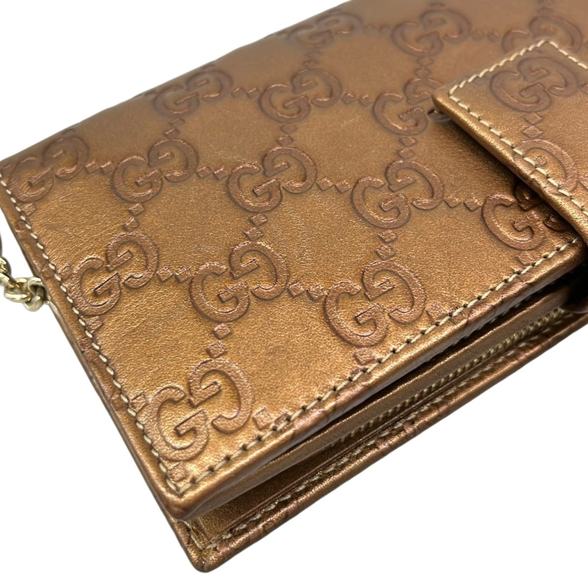 Gucci Wallet Guccissima Line GG Twins Bronze Leather — view 7