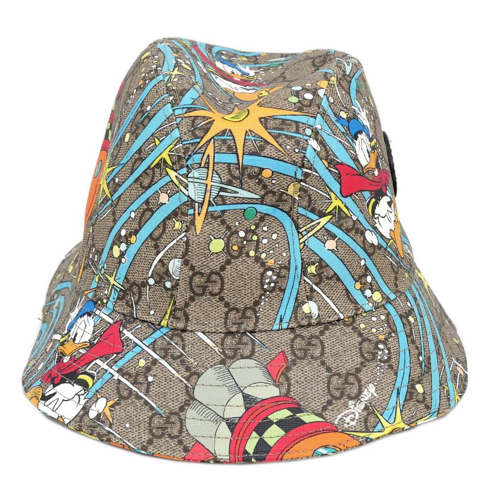 Gucci Disney Hat S GG Pattern Donald Duck Brown Hat Cotton