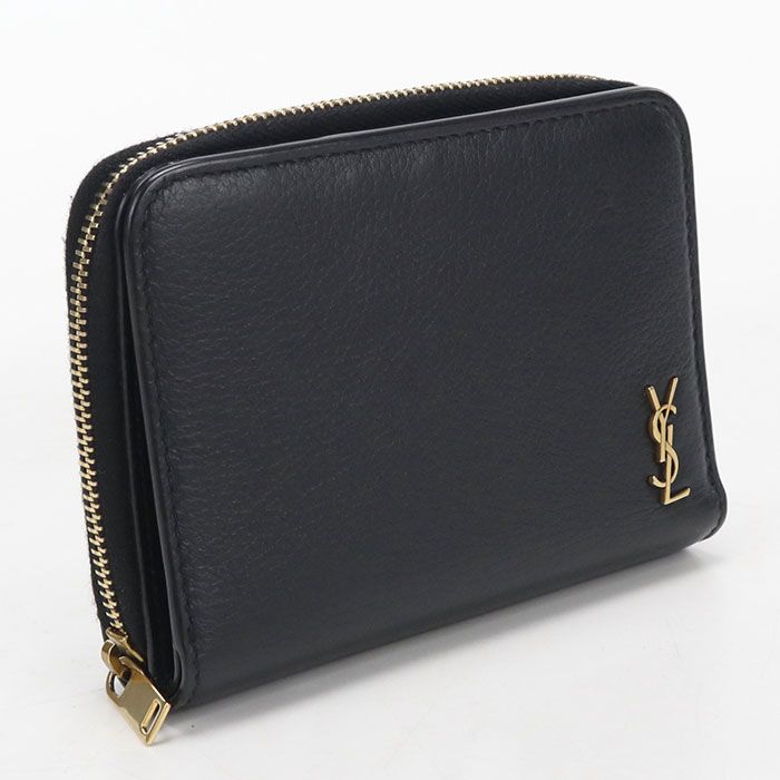 Saint Laurent Compact Zip Wallet Tiny Monogram Bifold Calfskin