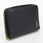 Saint Laurent Compact Zip Wallet Tiny Monogram Bifold Calfskin