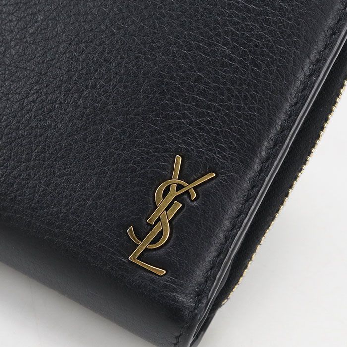 Saint Laurent Compact Zip Wallet Tiny Monogram Bifold Calfskin — view 7