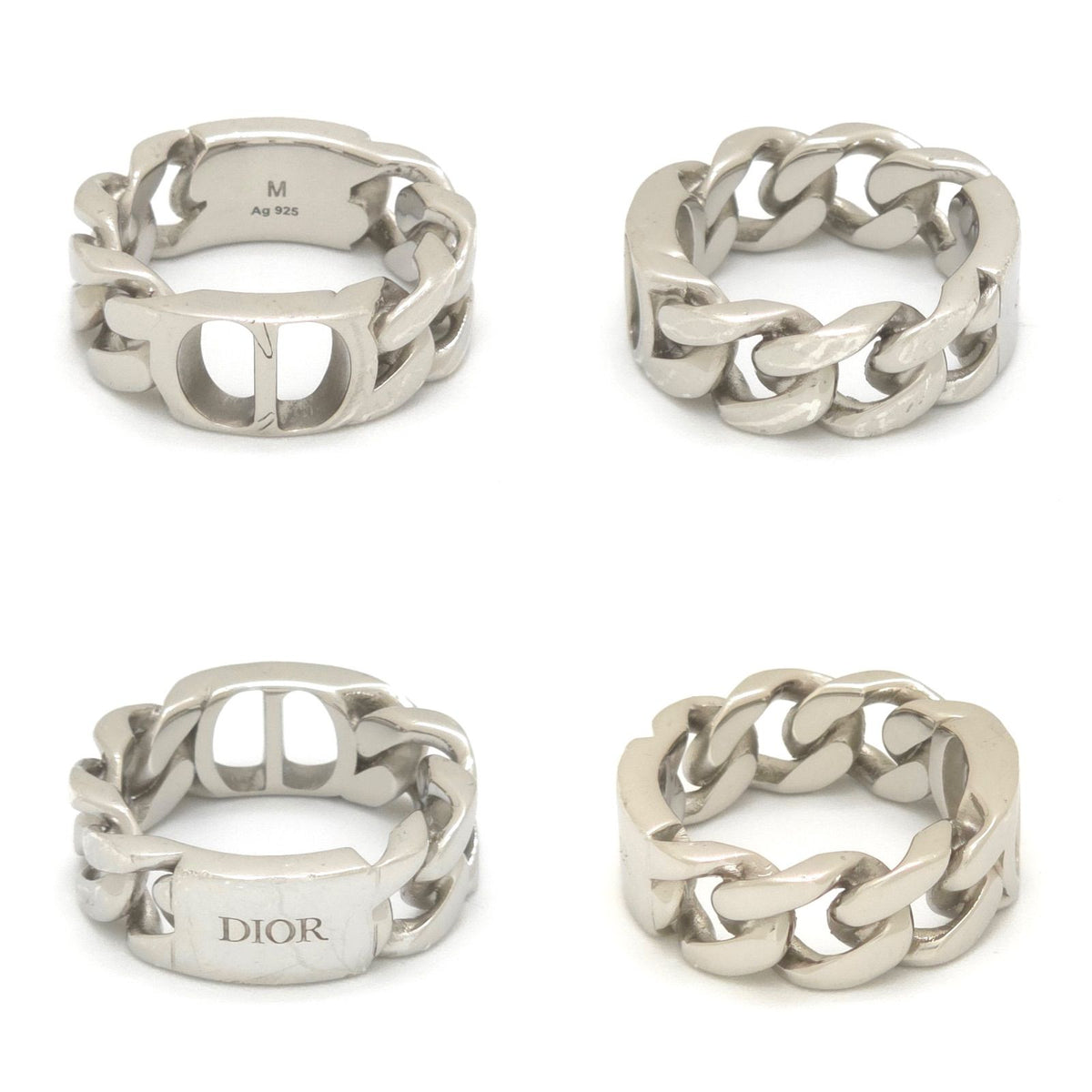Dior CD Icon Chain Link Ring M Sterling Silver Bag Dior Oblique