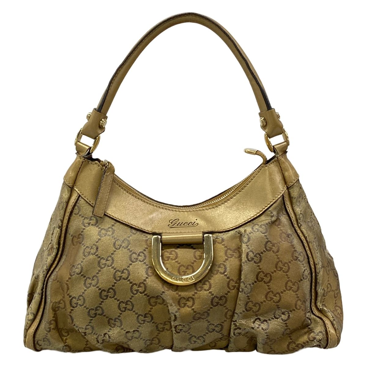 Gucci Shoulder Bag Abbeygg Pattern Gold Leather