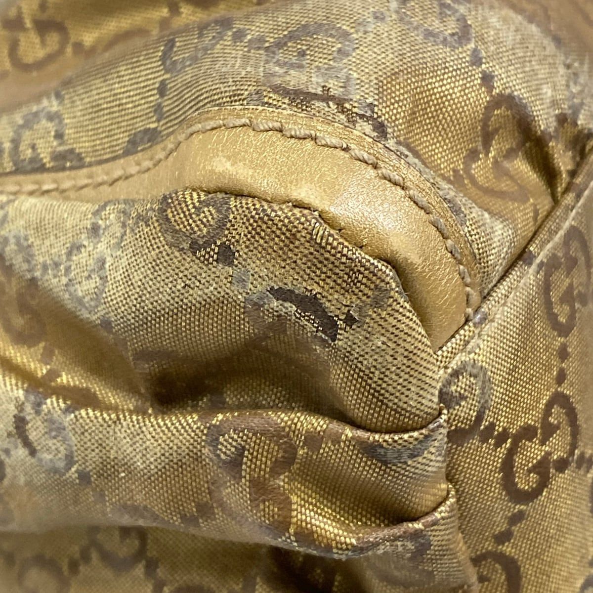 Gucci Shoulder Bag Abbeygg Pattern Gold Leather — view 6