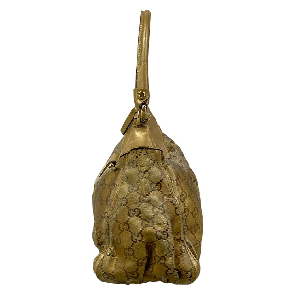 Gucci Shoulder Bag Abbeygg Pattern Gold Leather — view 4