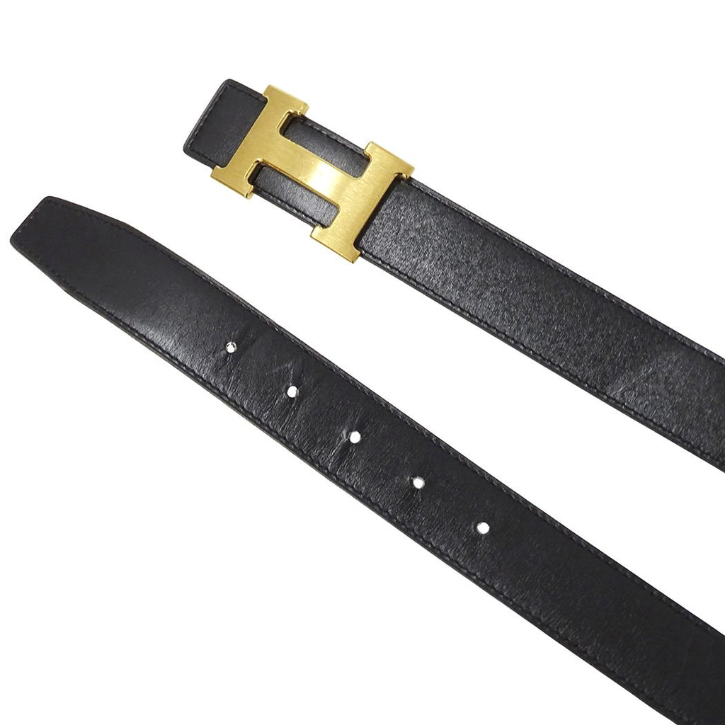 Hermes Belt H Leather Black Brown Gold Reversible — view 5