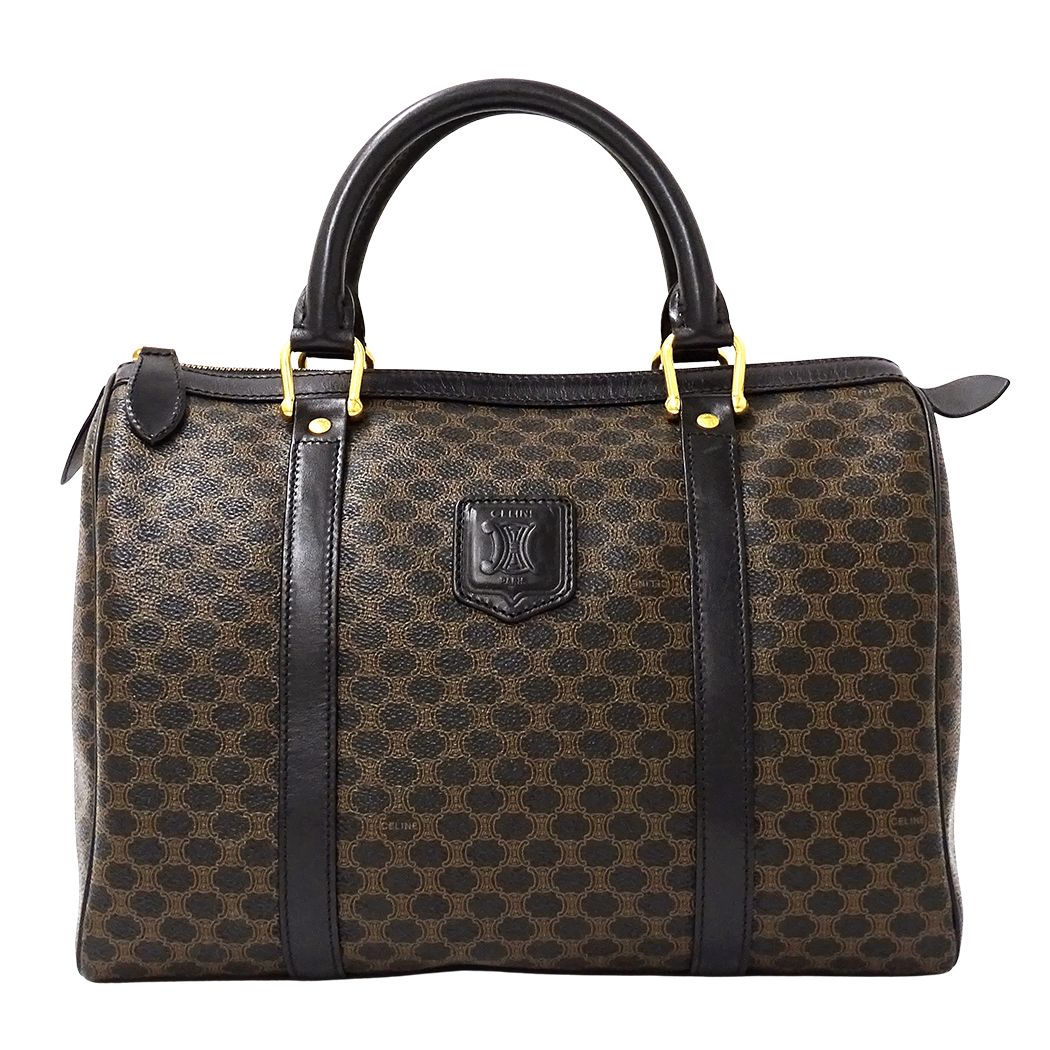 Celine Macadam Black Brown Mini Boston Bag