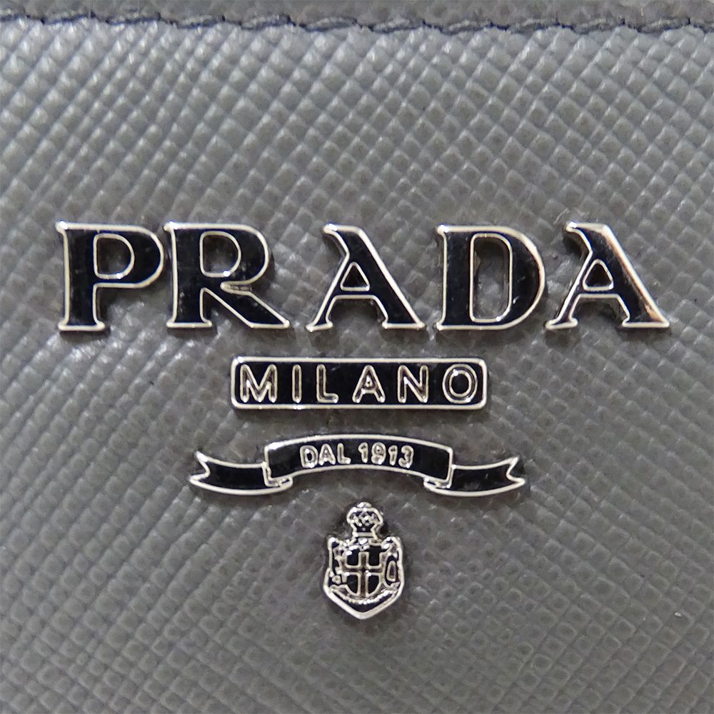 Prada Wallet Saffiano Gray Zip Around — view 6