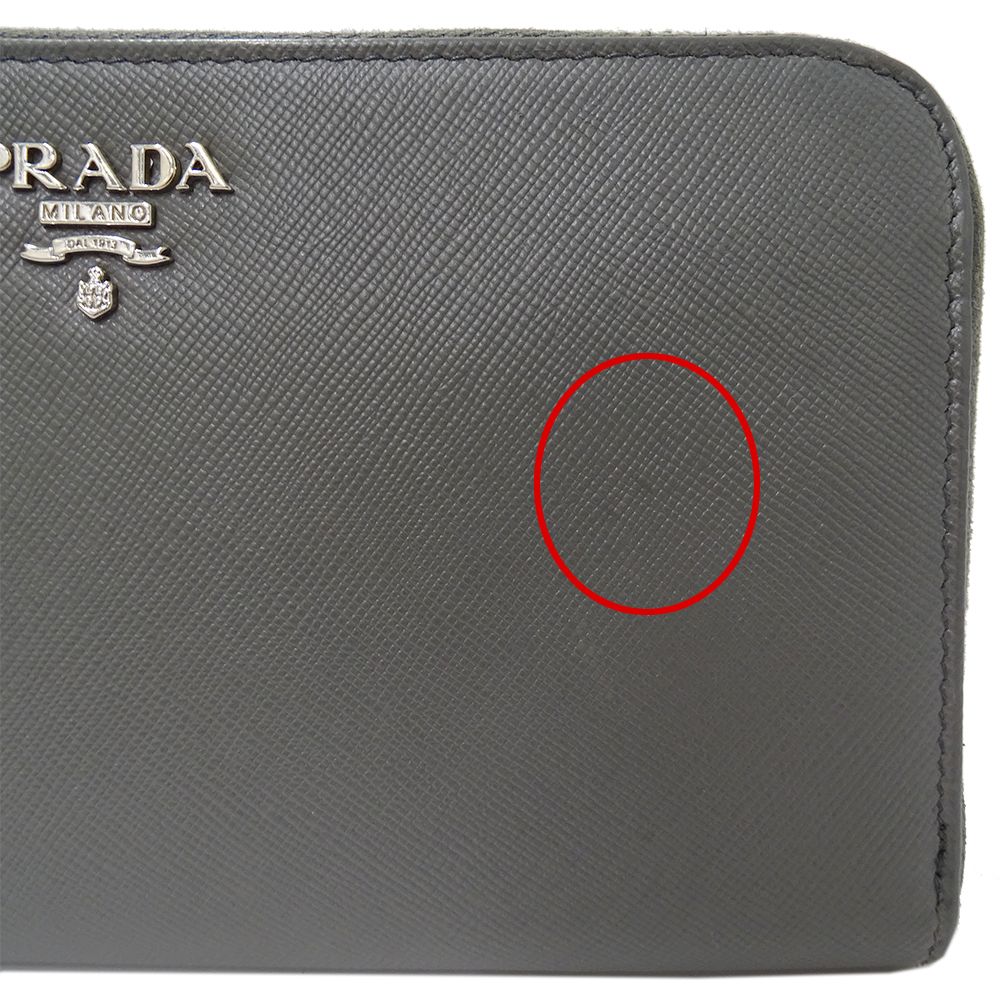 Prada Wallet Saffiano Gray Zip Around — view 7