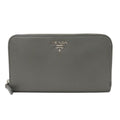 Prada Wallet Saffiano Gray Zip Around