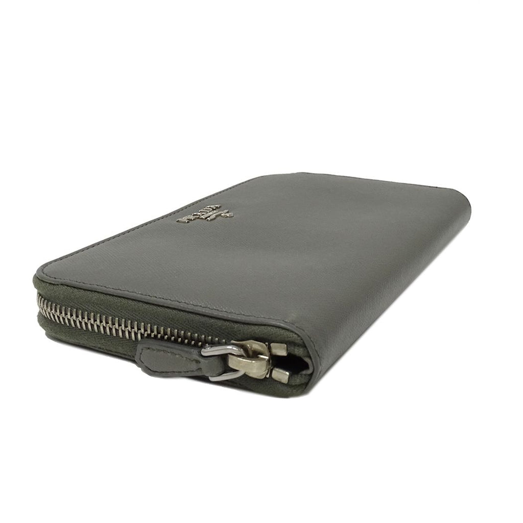 Prada Wallet Saffiano Gray Zip Around — view 4