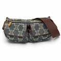 Celine Vintage Macadam Pattern with Studs Leather Denim Belt Bag Indigo