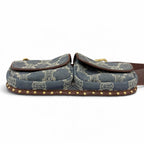 Celine Vintage Macadam Pattern with Studs Leather Denim Belt Bag Indigo — view 5
