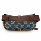 Celine Vintage Macadam Pattern with Studs Leather Denim Belt Bag Indigo — view 3