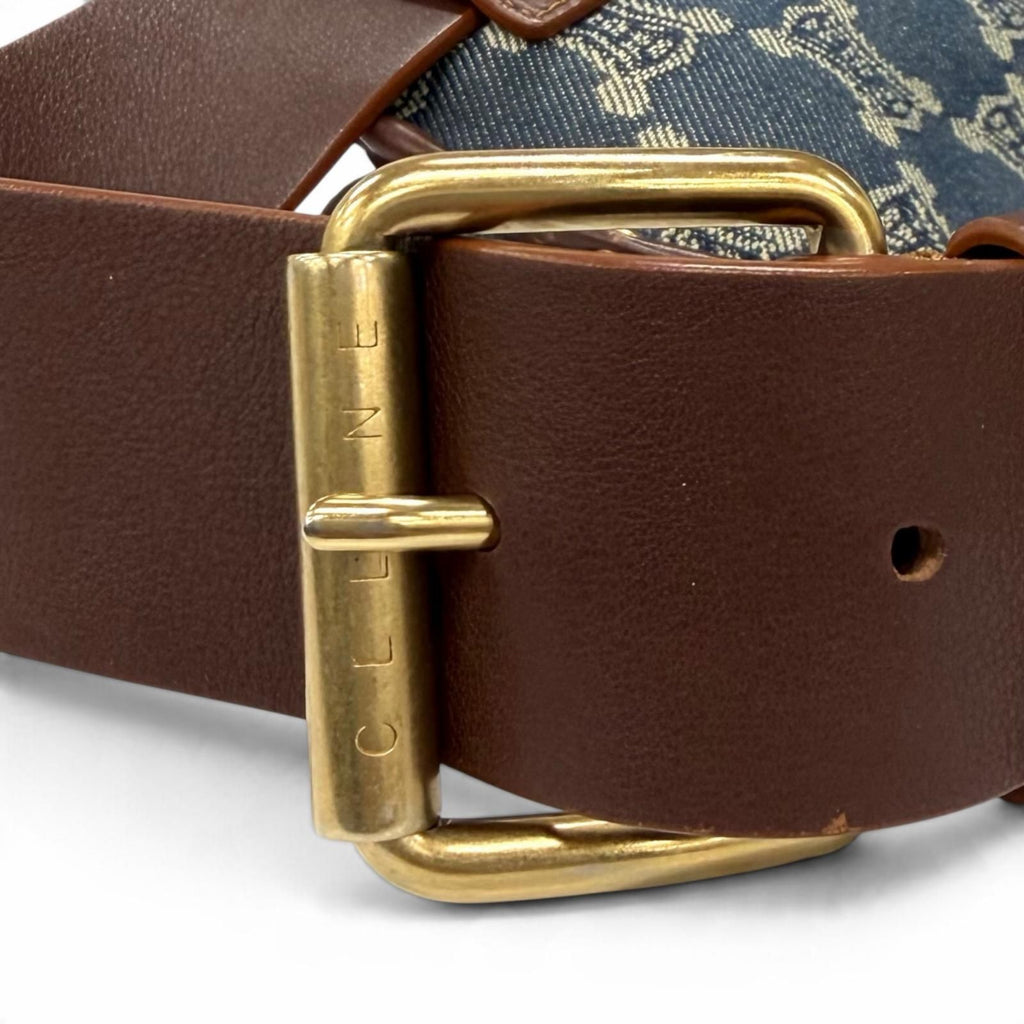 Celine Vintage Macadam Pattern with Studs Leather Denim Belt Bag Indigo — view 8