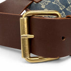 Celine Vintage Macadam Pattern with Studs Leather Denim Belt Bag Indigo — view 8