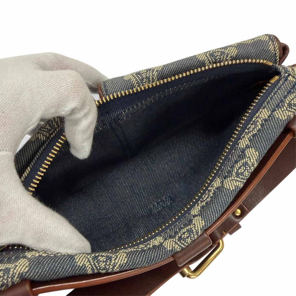Celine Vintage Macadam Pattern with Studs Leather Denim Belt Bag Indigo — view 6