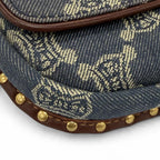 Celine Vintage Macadam Pattern with Studs Leather Denim Belt Bag Indigo — view 7