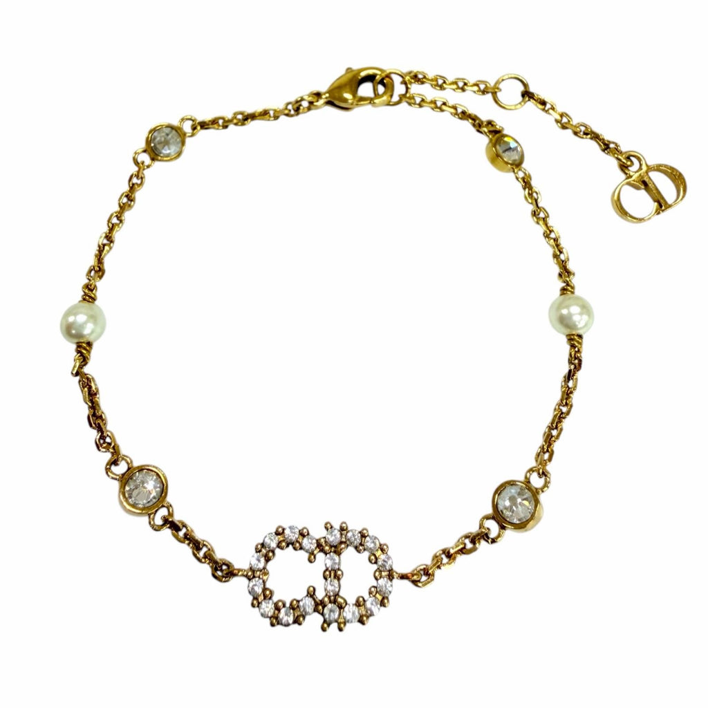 Dior Clair D Lune Bracelet Rhinestone Eco Pearl Gold