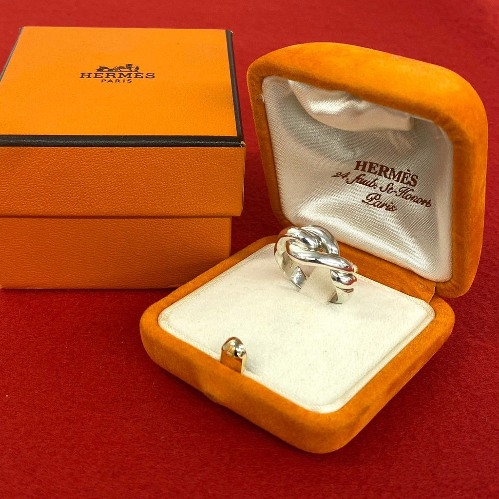 Hermes Vintage Torsade Ring 925 Sterling Silver
