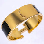 Hermes Enamel Bracelet Large Clic Clac H Bangle Golden Yellow Black — view 4