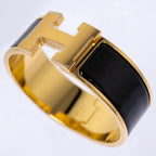 Hermes Enamel Bracelet Large Clic Clac H Bangle Golden Yellow Black — view 3