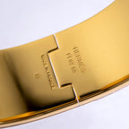 Hermes Enamel Bracelet Large Clic Clac H Bangle Golden Yellow Black — view 6