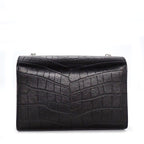 Saint Laurent Shoulder Bag Kate Tassel Mini Black Crocodile Embossed Leather — view 2