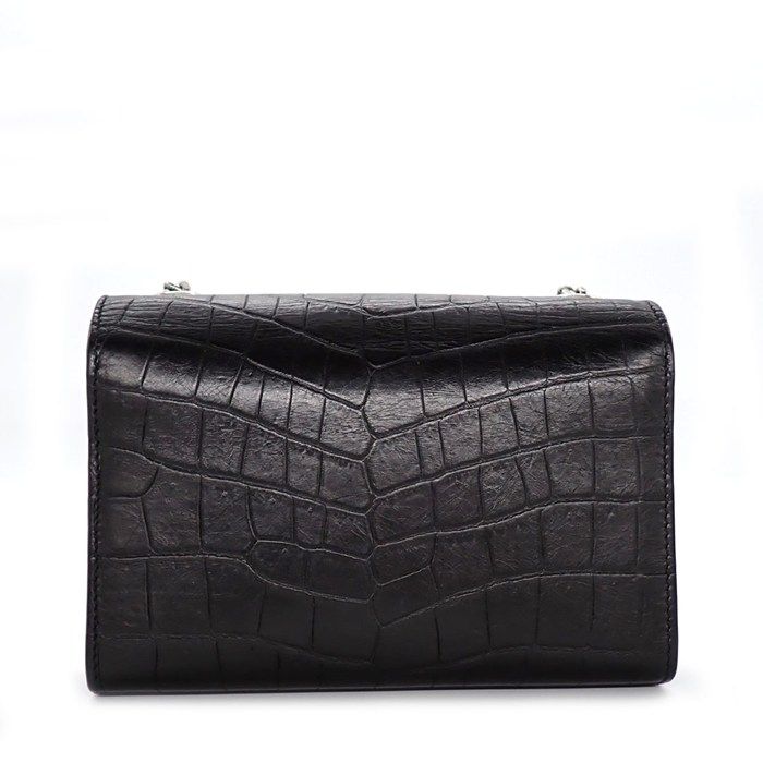 Saint Laurent Shoulder Bag Kate Tassel Mini Black Crocodile Embossed Leather — view 2