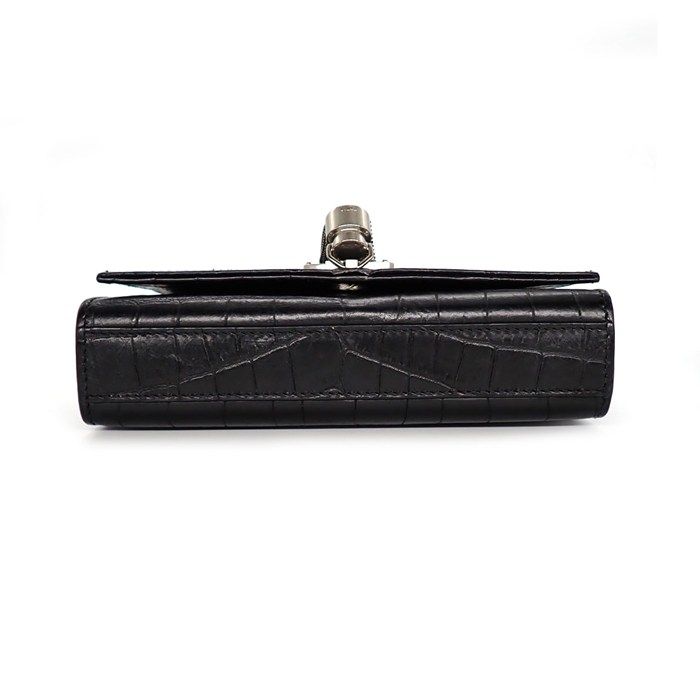 Saint Laurent Shoulder Bag Kate Tassel Mini Black Crocodile Embossed Leather — view 4