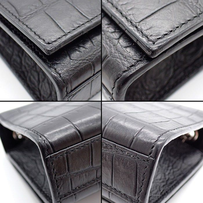 Saint Laurent Shoulder Bag Kate Tassel Mini Black Crocodile Embossed Leather — view 8