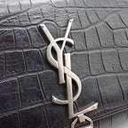 Saint Laurent Shoulder Bag Kate Tassel Mini Black Crocodile Embossed Leather — view 7