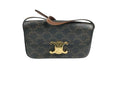 Celine Shoulder Bag Claude Triomphe Brown Black Leather Gold