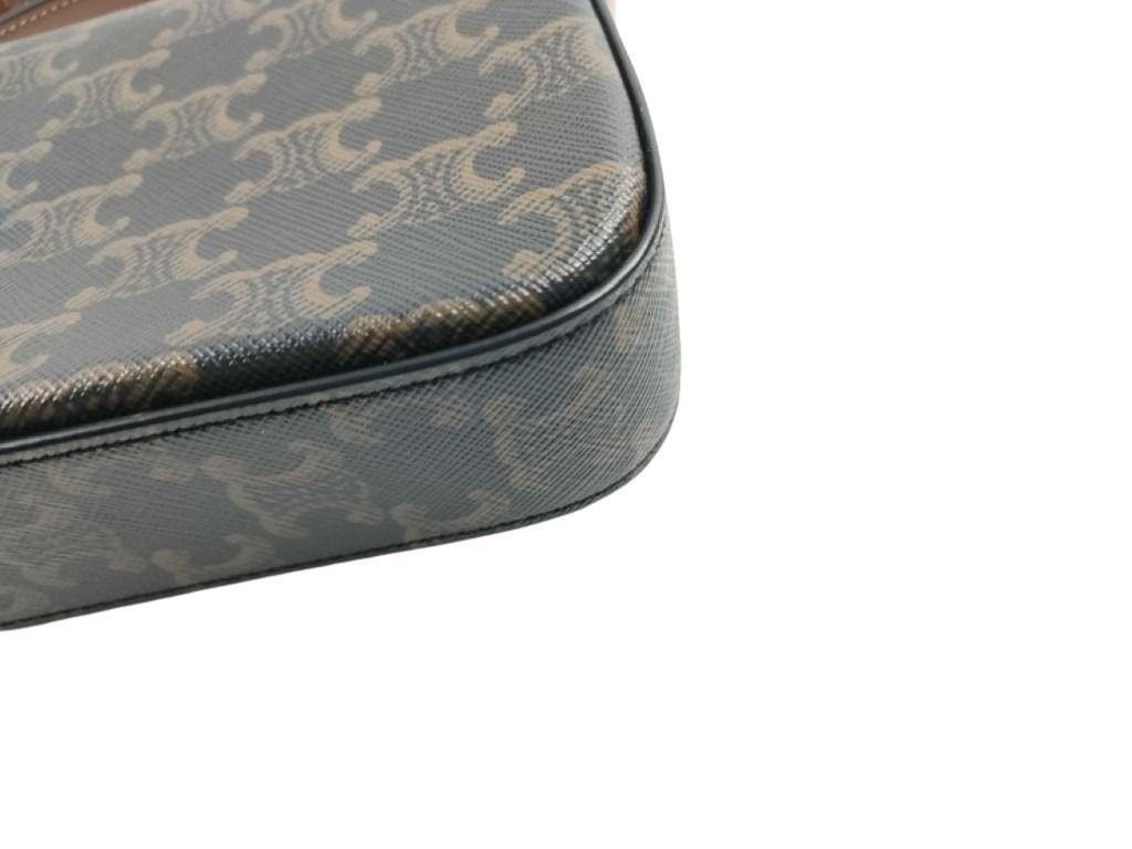 Celine Shoulder Bag Claude Triomphe Brown Black Leather Gold — view 5