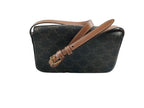 Celine Shoulder Bag Claude Triomphe Brown Black Leather Gold — view 2