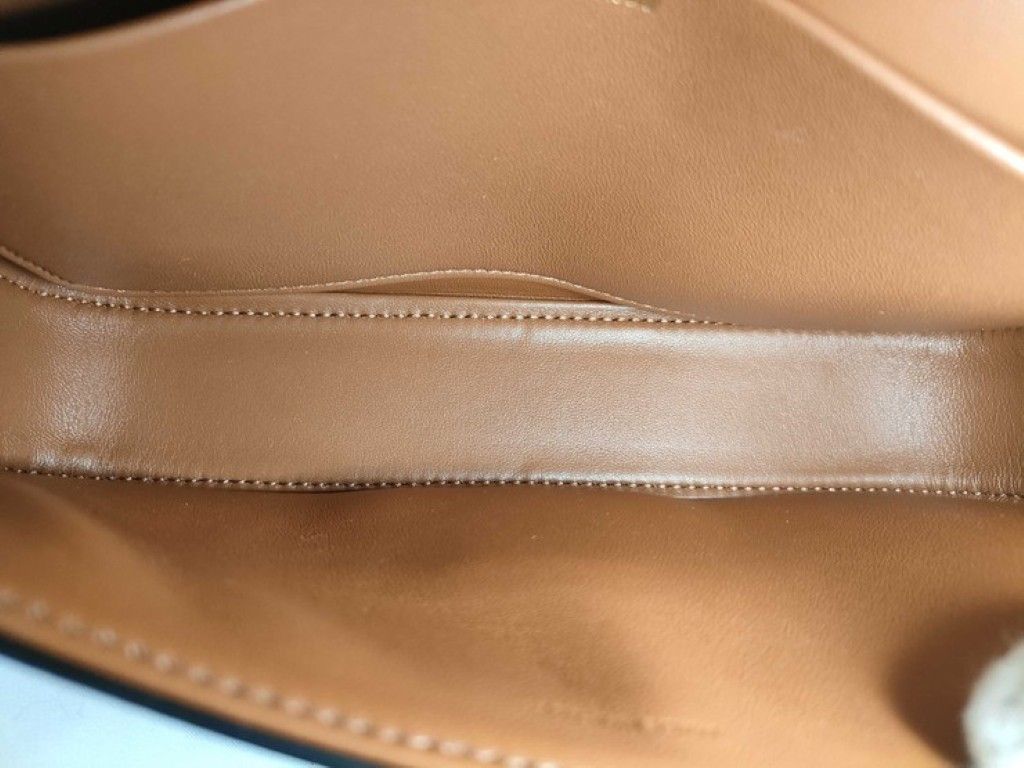 Celine Shoulder Bag Claude Triomphe Brown Black Leather Gold — view 8