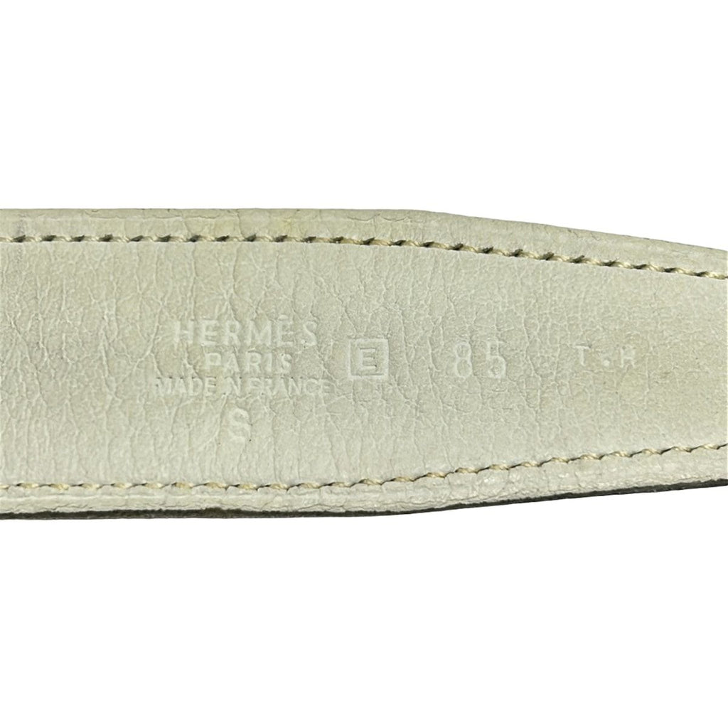 Hermes Belt S H White Brown Silver Reversible Leather — view 4