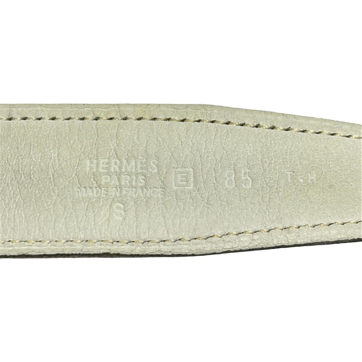 Hermes Belt S H White Brown Silver Reversible Leather — view 4