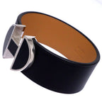 Hermes Leather Bracelet Black T3 Bangle — view 3
