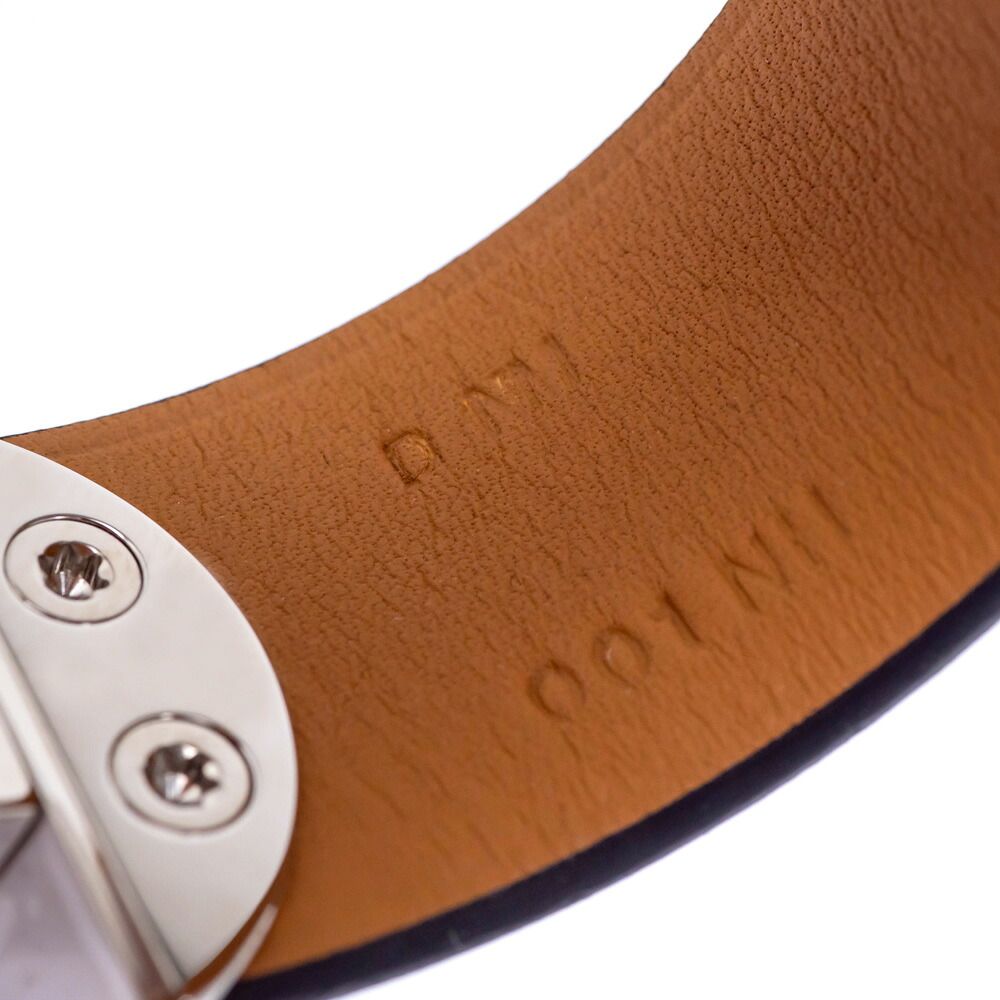 Hermes Leather Bracelet Black T3 Bangle — view 6