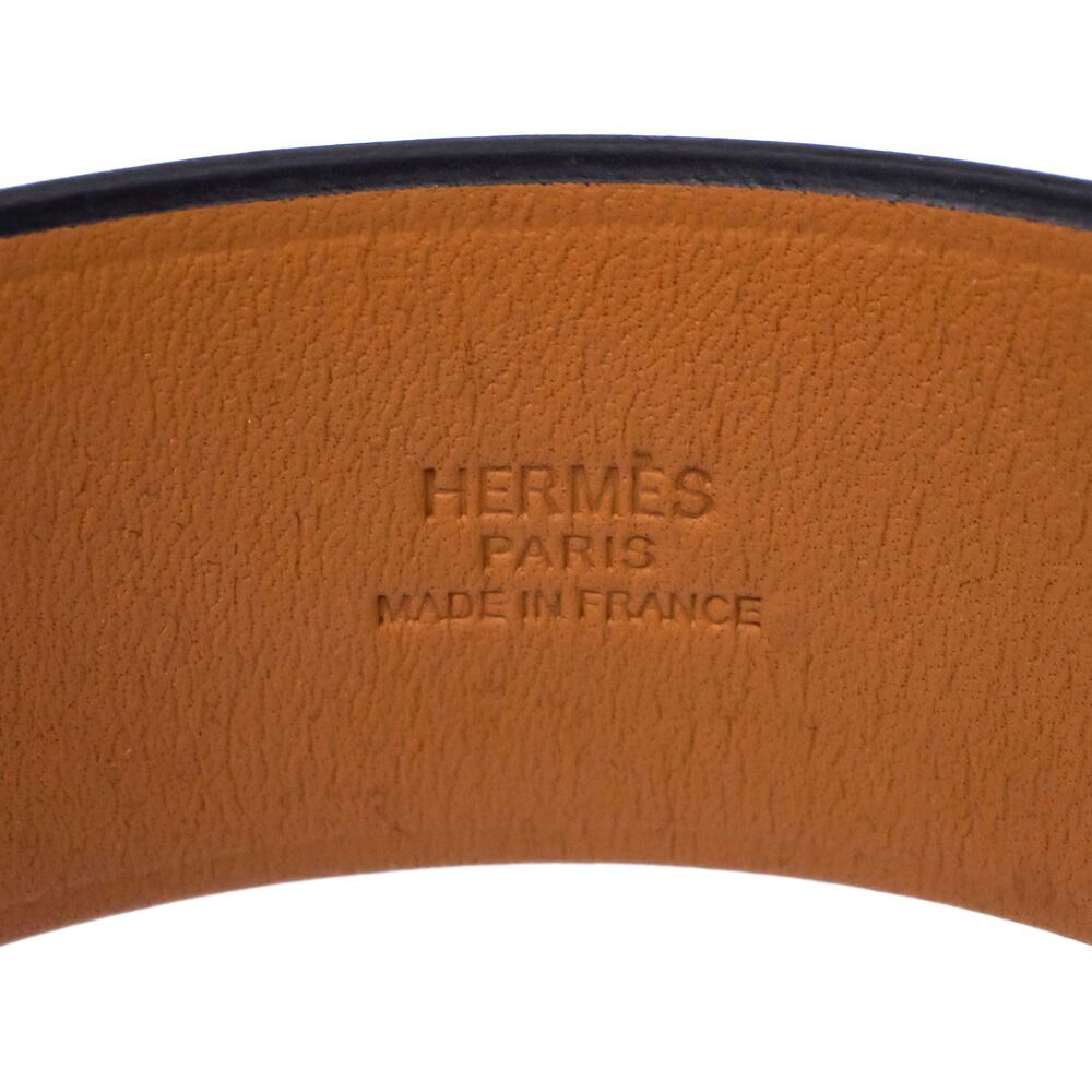 Hermes Leather Bracelet Black T3 Bangle — view 5