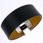 Hermes Leather Bracelet Black T3 Bangle — view 4