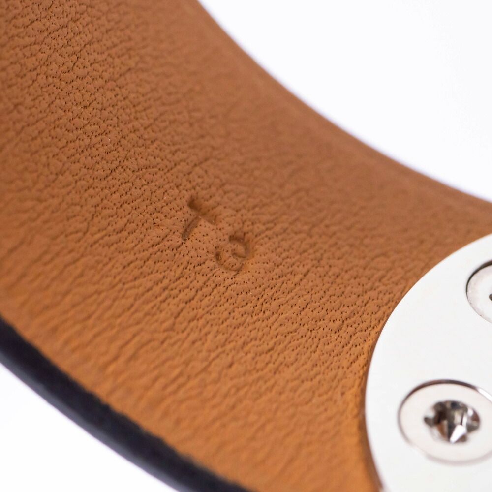Hermes Leather Bracelet Black T3 Bangle — view 7